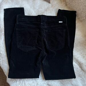 Mother The Charmer Black Velvet Skinny Jeans